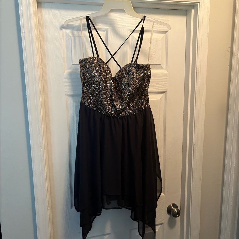 Black and Gold Sequin Dress